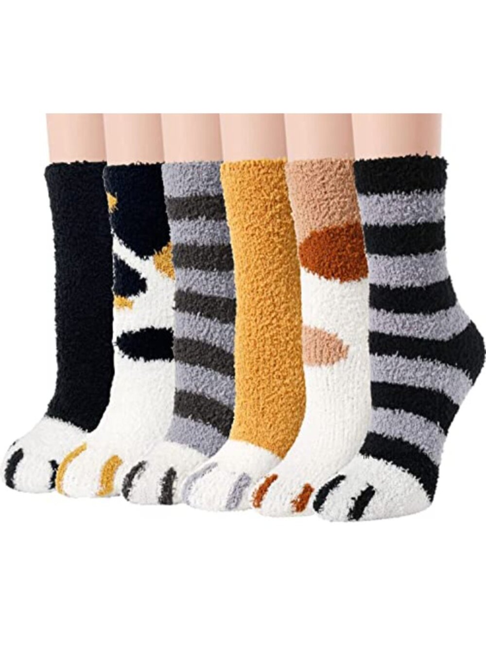 Fuzzy Cat Paw Slipper Socks for Women Cozy Warm Gift
